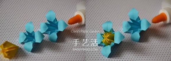 三张纸折八瓣花的折法图解 还能做成立体花球(图6)