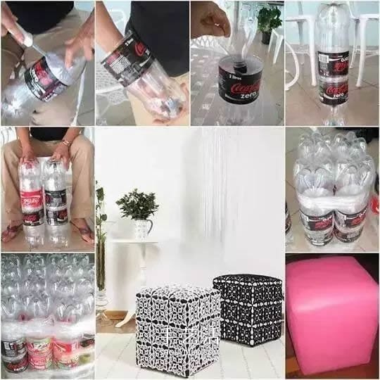 用塑料瓶做的小制作 凳子沙发垃圾桶随便选(图3)