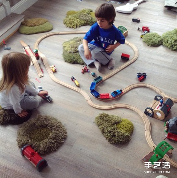 利用绿色毛线织成的自然系地毯 看起来超舒服(图5)