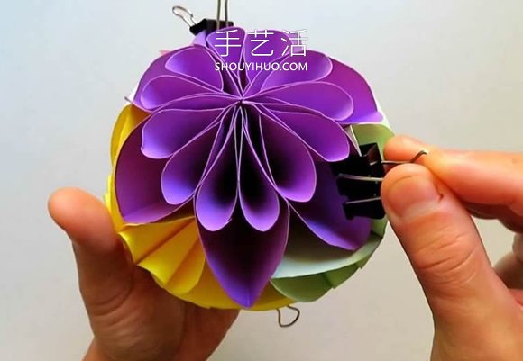 简单星花球的折纸制作方法图解教程(图11)