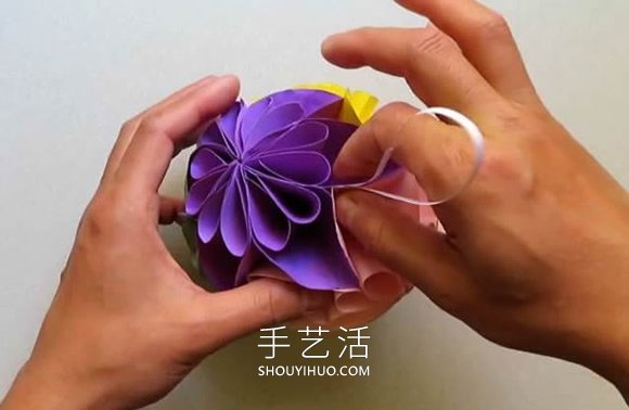 简单星花球的折纸制作方法图解教程(图13)