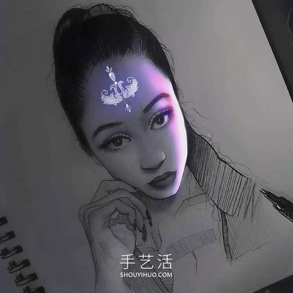 看起来像被荧光灯照亮的创意铅笔画DIY(图11)