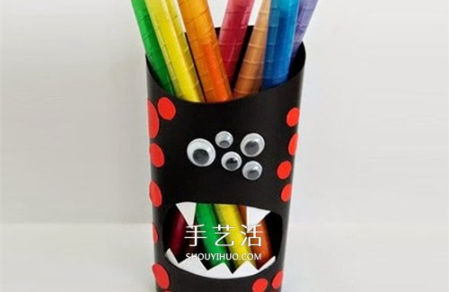 洗发水瓶/沐浴液瓶DIY 怪物风格卡通笔筒制作 - 双维造物网