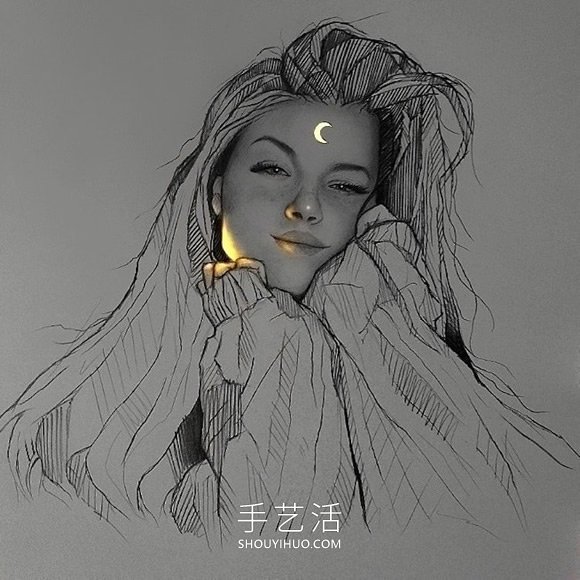 看起来像被荧光灯照亮的创意铅笔画DIY(图4)