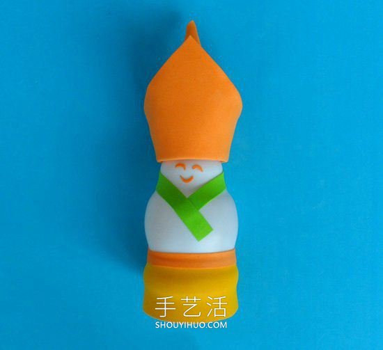 幼儿园手工制作酸奶瓶阿拉伯国王的做法教程(图8)