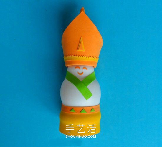 幼儿园手工制作酸奶瓶阿拉伯国王的做法教程(图11)