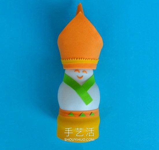 幼儿园手工制作酸奶瓶阿拉伯国王的做法教程(图10)
