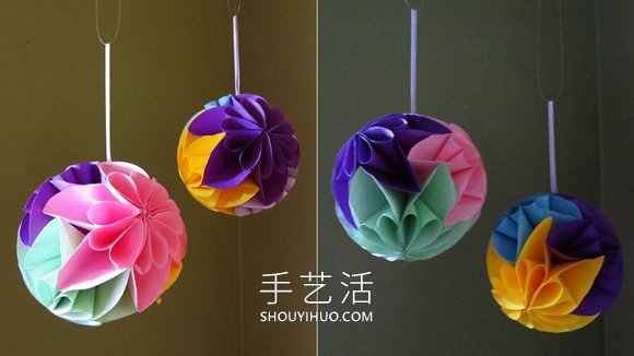 简单星花球的折纸制作方法图解教程(图14)
