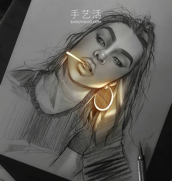 看起来像被荧光灯照亮的创意铅笔画DIY(图3)