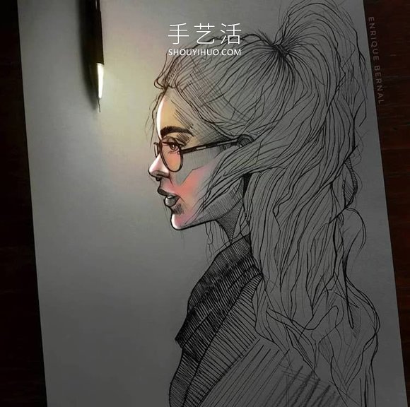 看起来像被荧光灯照亮的创意铅笔画DIY(图7)