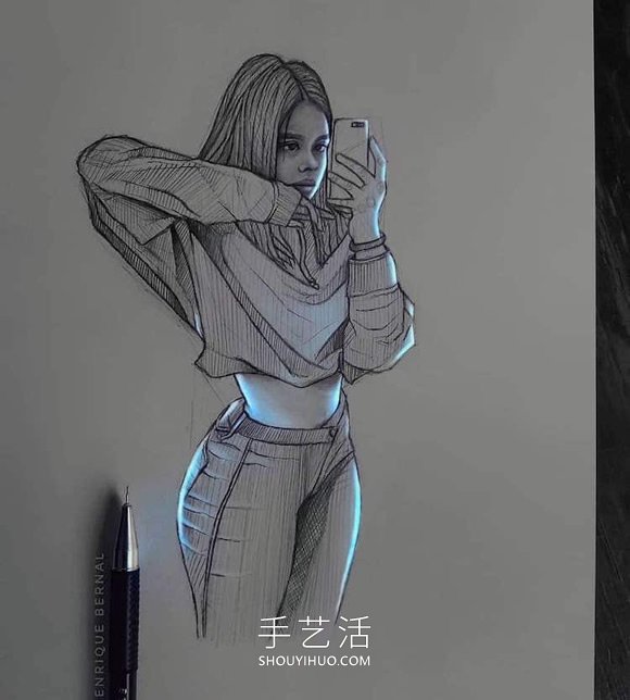 看起来像被荧光灯照亮的创意铅笔画DIY(图9)