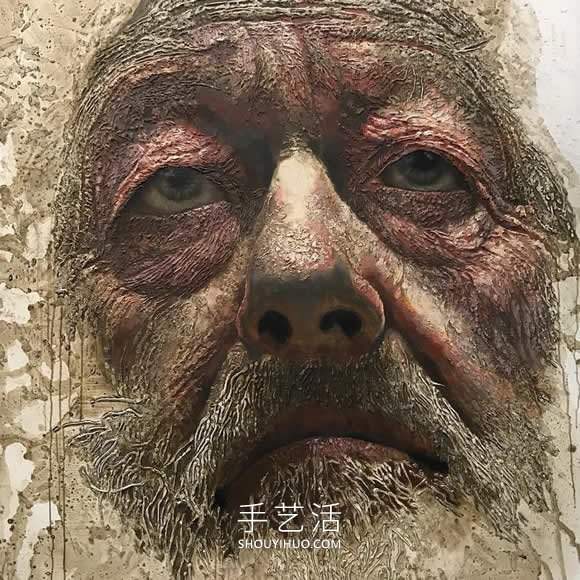 近看是地形图远看是3D立体人像画的创意手绘(图7)