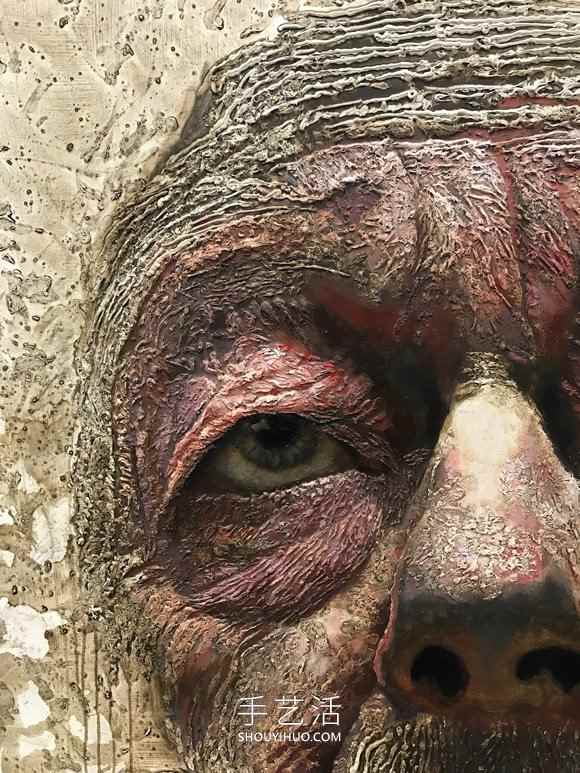 近看是地形图远看是3D立体人像画的创意手绘(图8)
