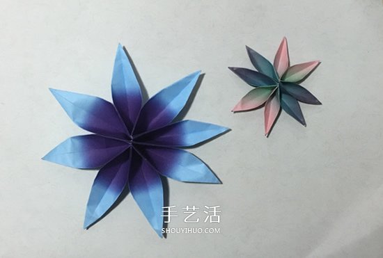 用两张纸折立体八瓣花的手工折纸方法图解(图5)