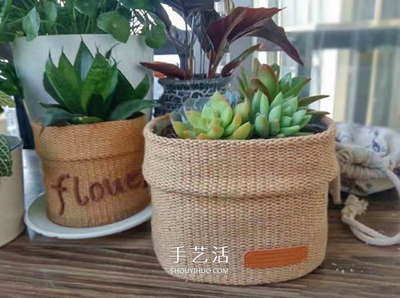 油瓶手工制作田园风花盆套的做法教程 - 双维造物网