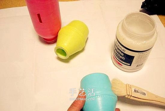 塑料瓶手工制作卡通小猪存钱罐(图4)