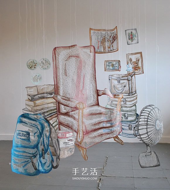 用线创作雕塑装置 彷彿一吹即散的“线画”(图7)