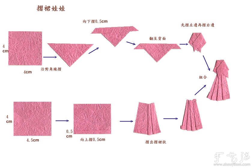 日本和服小纸人书签的折纸教程(图7)