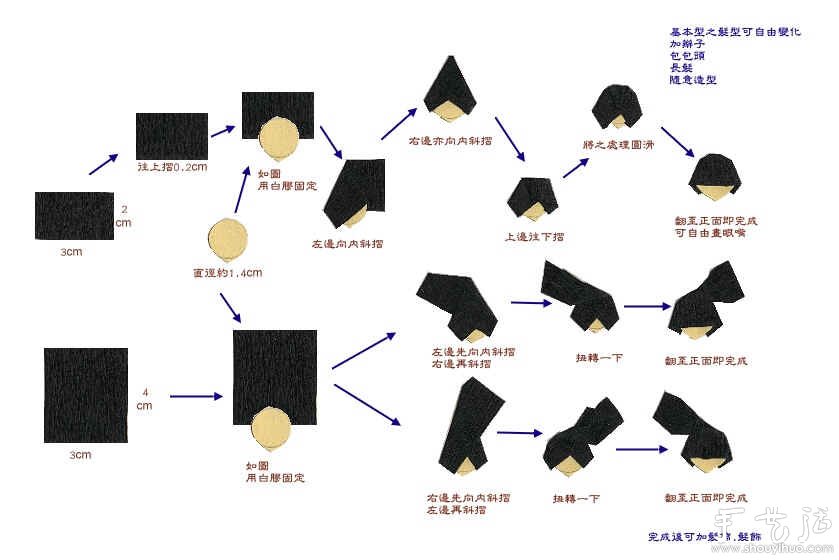 日本和服小纸人书签的折纸教程(图14)