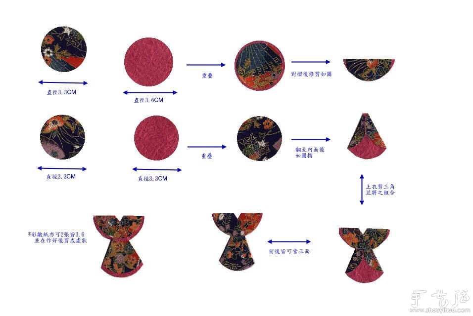 日本和服小纸人书签的折纸教程(图10)
