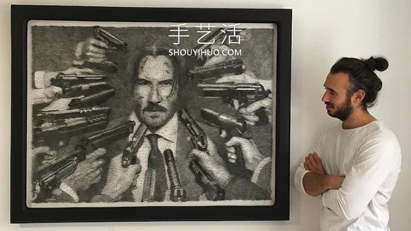在数千个钉子周围缠绕绳子，DIY制作逼真肖像画(图5)