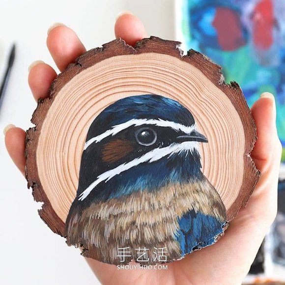 艺术家花了100天的时间在木片上绘画100种鸟类(图6)