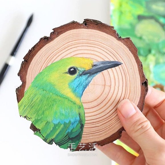 艺术家花了100天的时间在木片上绘画100种鸟类(图8)