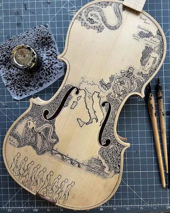 华丽的水墨画DIY，将弦乐器转换成精美故事书(图5)