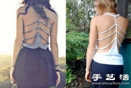 普通T恤改造性感露背装图解教程 - 双维造物网