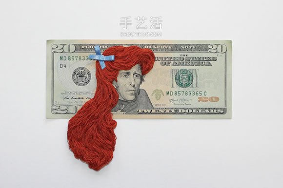 林肯的包包头？给钞票上的人物编织创意长发(图4)