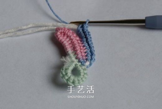 钩针编织五彩菊的方法图解 单元菊花的钩织方法(图6)