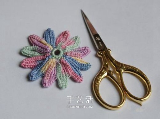 钩针编织五彩菊的方法图解 单元菊花的钩织方法(图10)