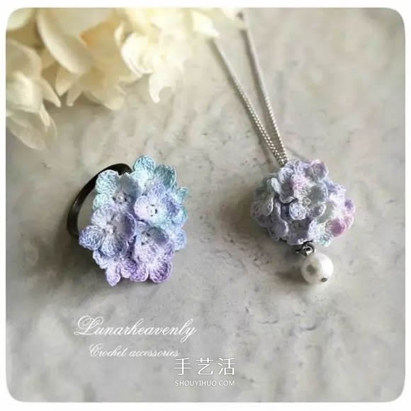 美得不像话！袖珍钩针花朵饰品作品图片欣赏(图10)