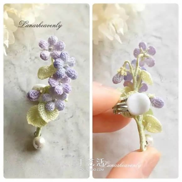美得不像话！袖珍钩针花朵饰品作品图片欣赏(图9)