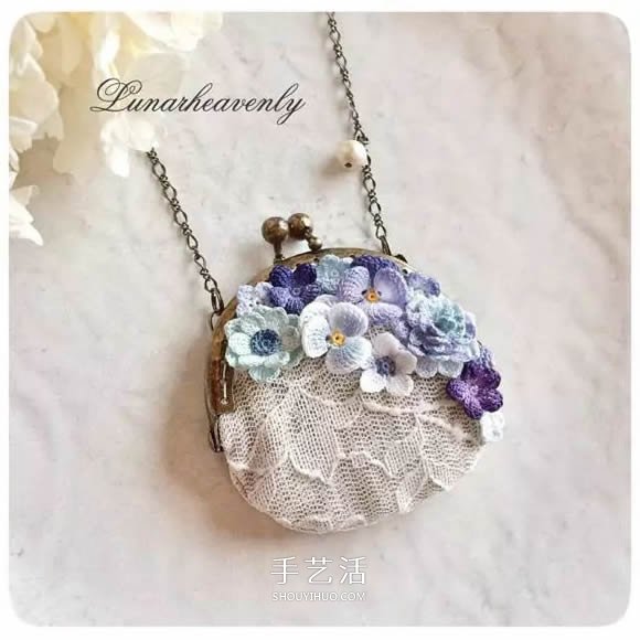 美得不像话！袖珍钩针花朵饰品作品图片欣赏(图17)