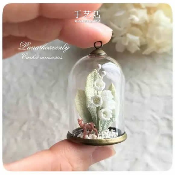 美得不像话！袖珍钩针花朵饰品作品图片欣赏(图22)