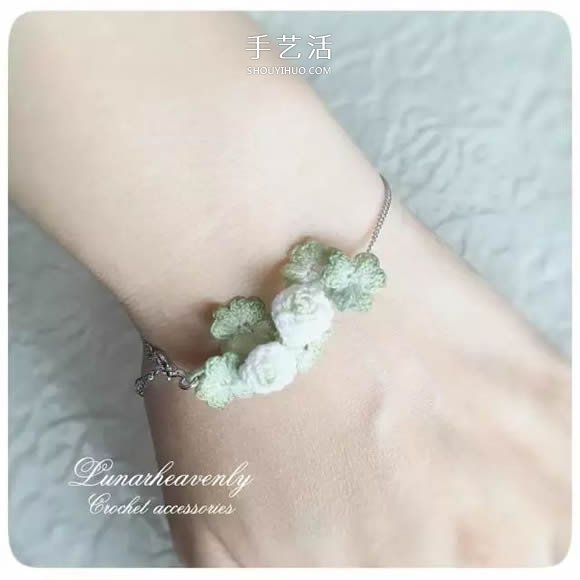 美得不像话！袖珍钩针花朵饰品作品图片欣赏(图33)