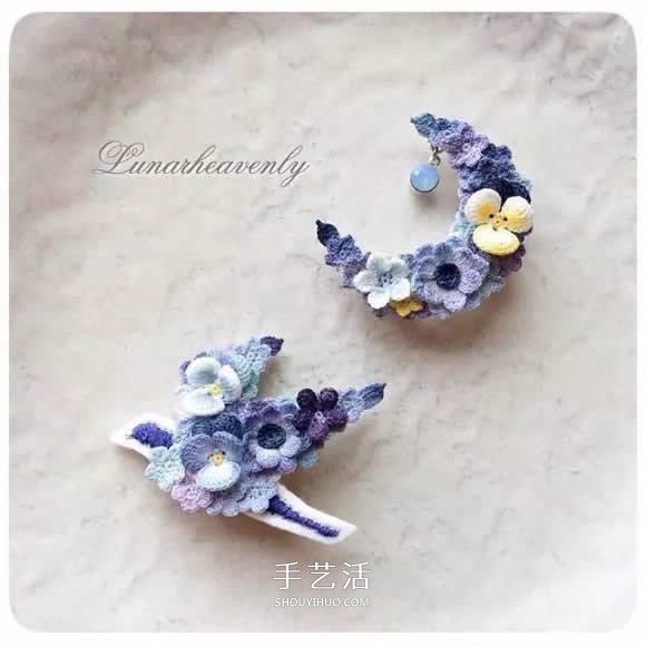 美得不像话！袖珍钩针花朵饰品作品图片欣赏(图31)