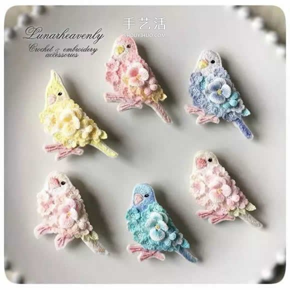 美得不像话！袖珍钩针花朵饰品作品图片欣赏(图30)