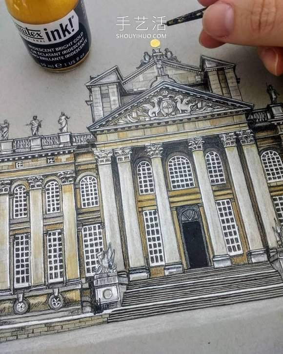 自学成才的艺术家素描精确而详尽的建筑图纸(图13)