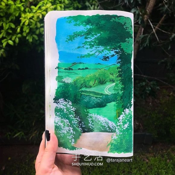 受吉卜力电影启发，梦幻山水画装满了她的素描本(图9)