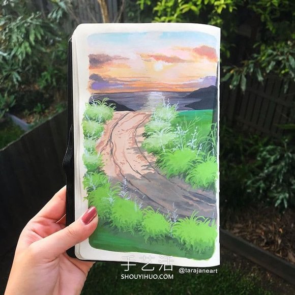 受吉卜力电影启发，梦幻山水画装满了她的素描本(图10)
