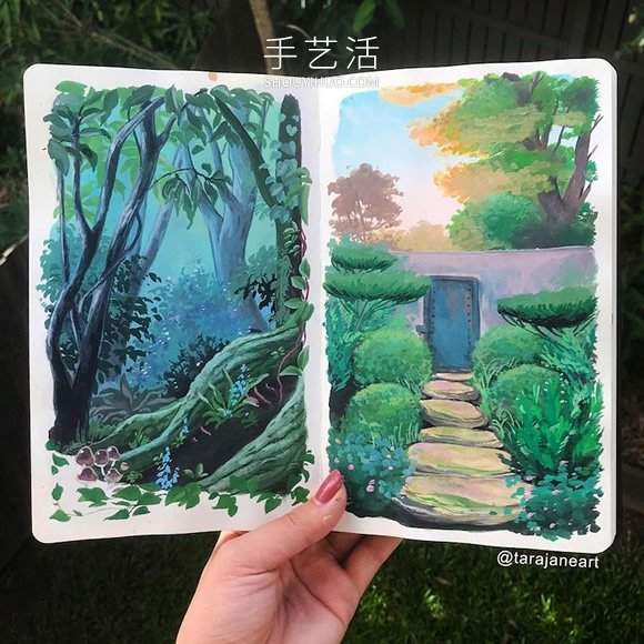 受吉卜力电影启发，梦幻山水画装满了她的素描本(图8)