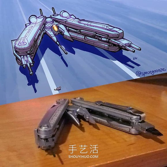 日常家用物品重构！壮观的太空飞船图纸设计(图12)