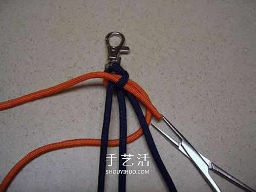 手工刀坠绳编法图解 伞绳刀坠的编法教程(图14)