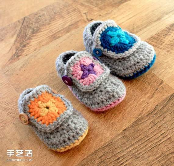 超Q毛线针织婴儿鞋作品 手工宝宝毛线鞋图片(图6)