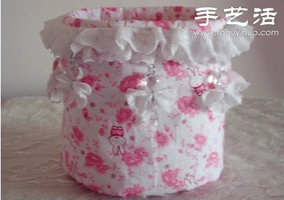 油桶+棉花+棉布 废物利用手工制作收纳筐(图7)