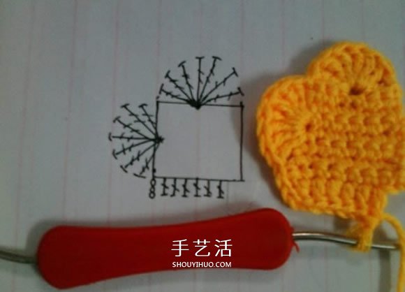 简单钩针编织教程：毛线爱心小挂饰的织法(图9)