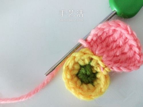 超可爱毛线小花的钩法 钩针编织六瓣花图解(图12)