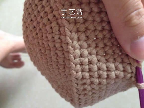 毛线收纳篮怎么编织 钩针编织圆形收纳筐图解(图4)